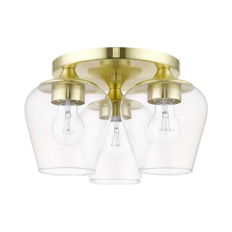 Image 3 Willow 3 Light Satin Brass Flush Mount more views