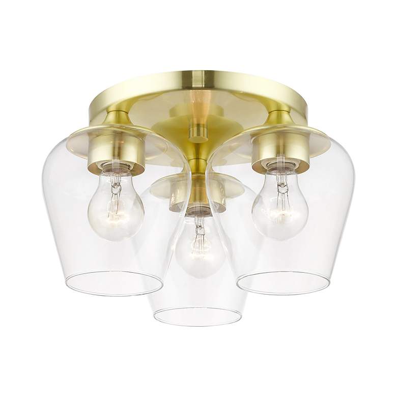 Image 4 Willow 3 Light Satin Brass Flush Mount more views