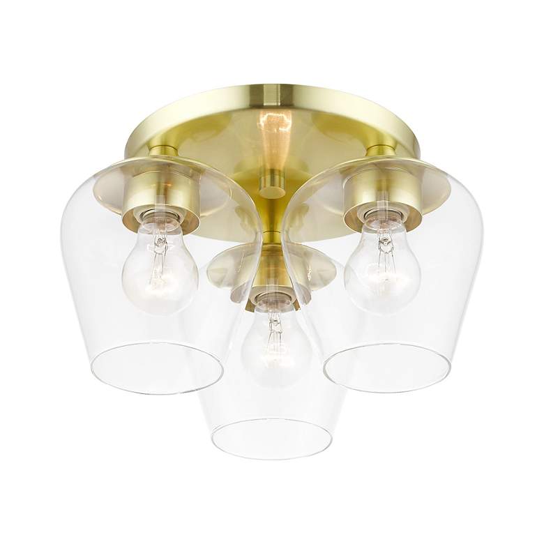 Image 5 Willow 3 Light Satin Brass Flush Mount more views