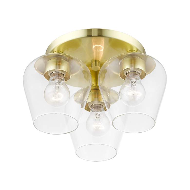 Image 6 Willow 3 Light Satin Brass Flush Mount more views