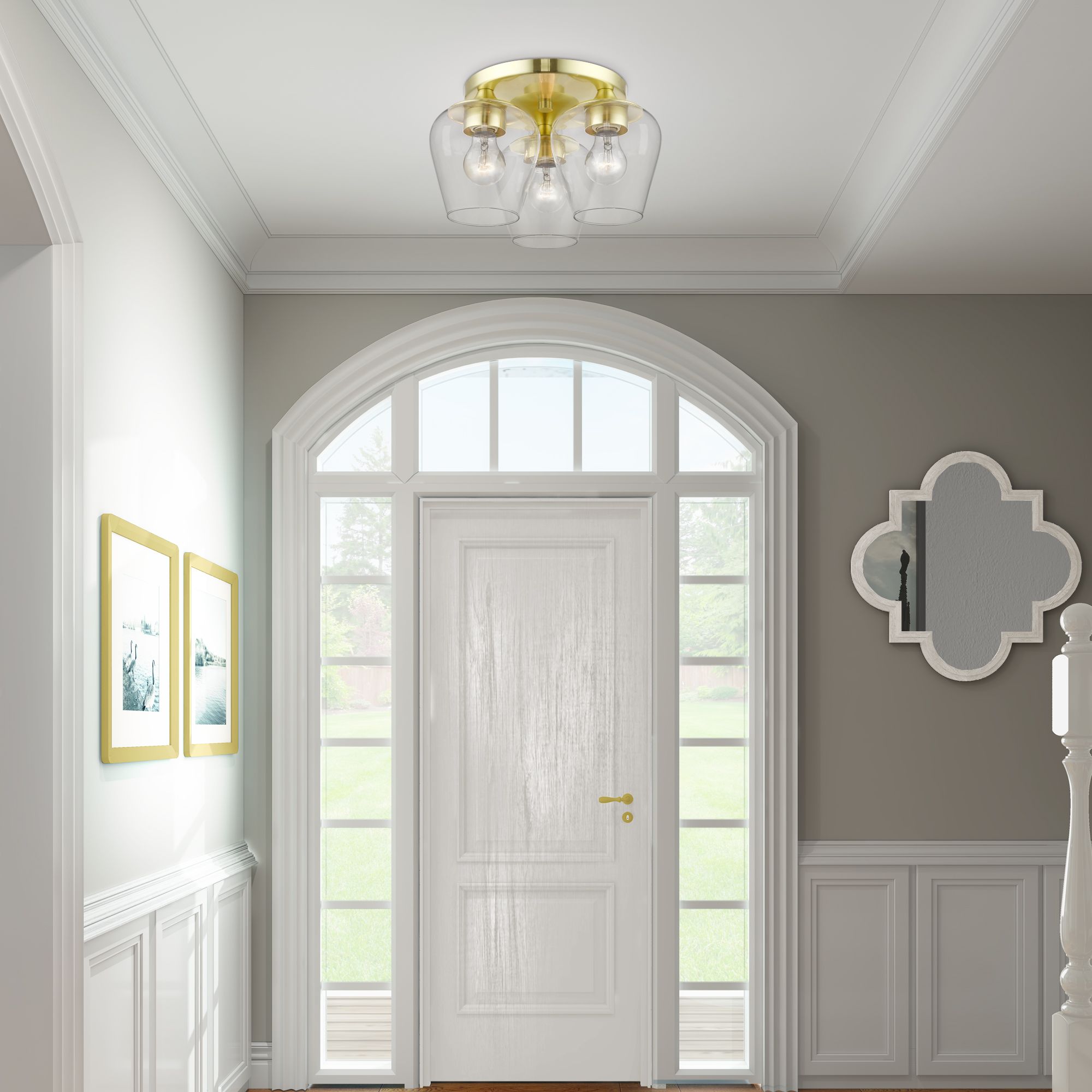 Willow 3 Light Satin Brass Flush Mount