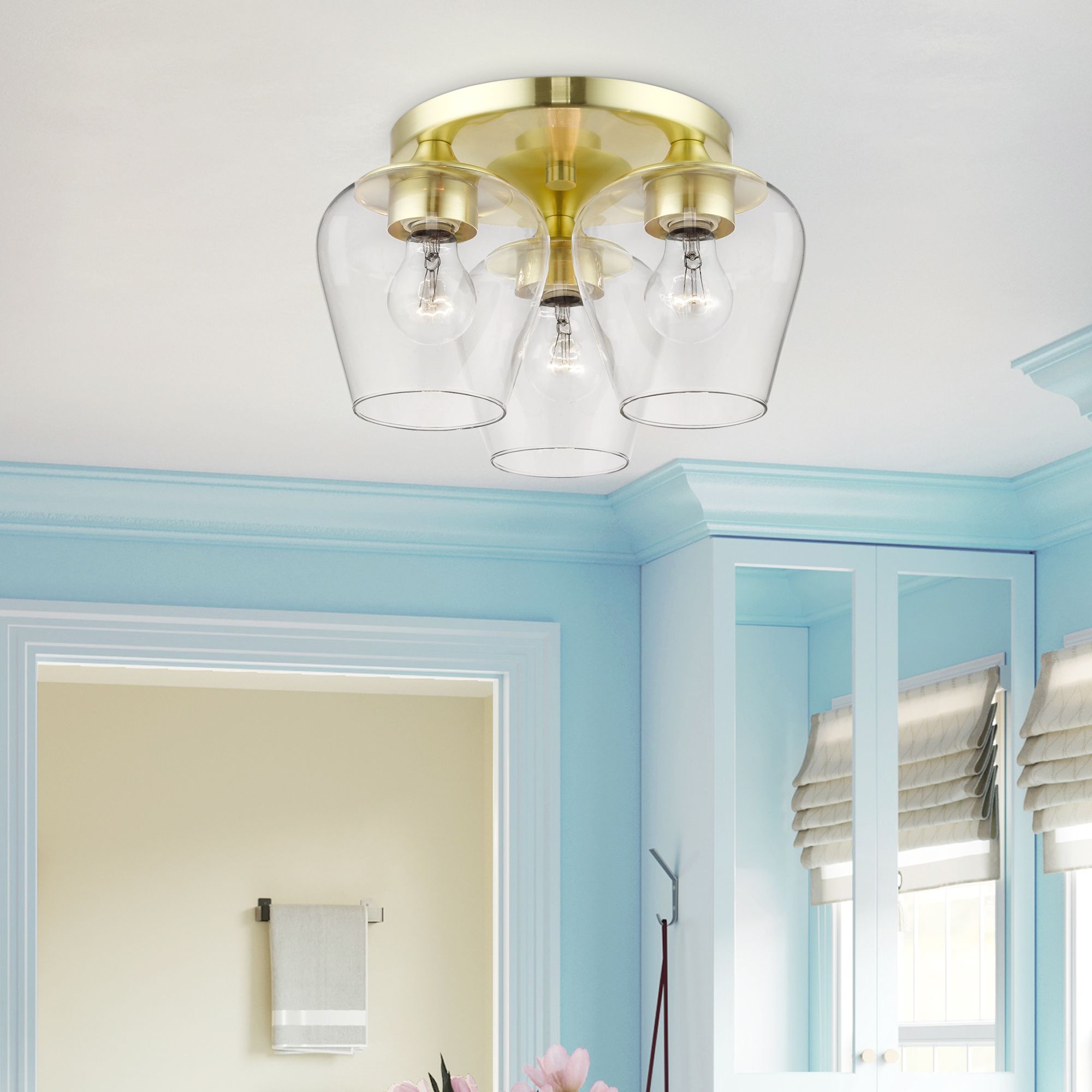 Willow 3 Light Satin Brass Flush Mount