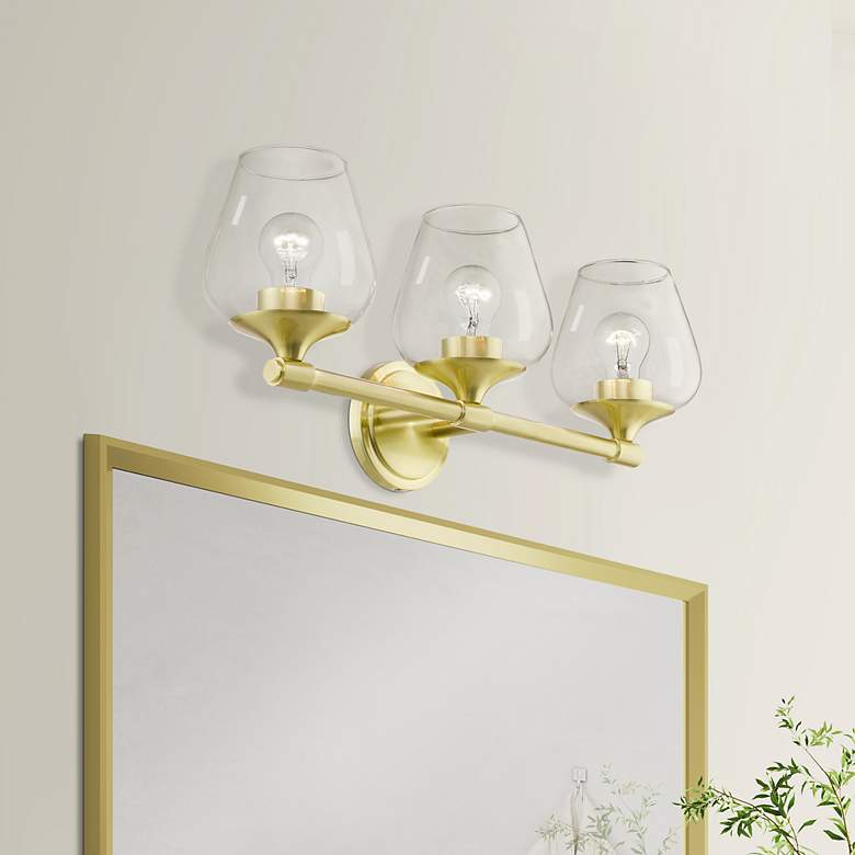 Image 1 Willow 3 Light Satin Brass Vanity Sconce