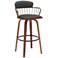 Willow 30 in. Barstool in Walnut Wood, Golden Bronze, Black Faux Leather