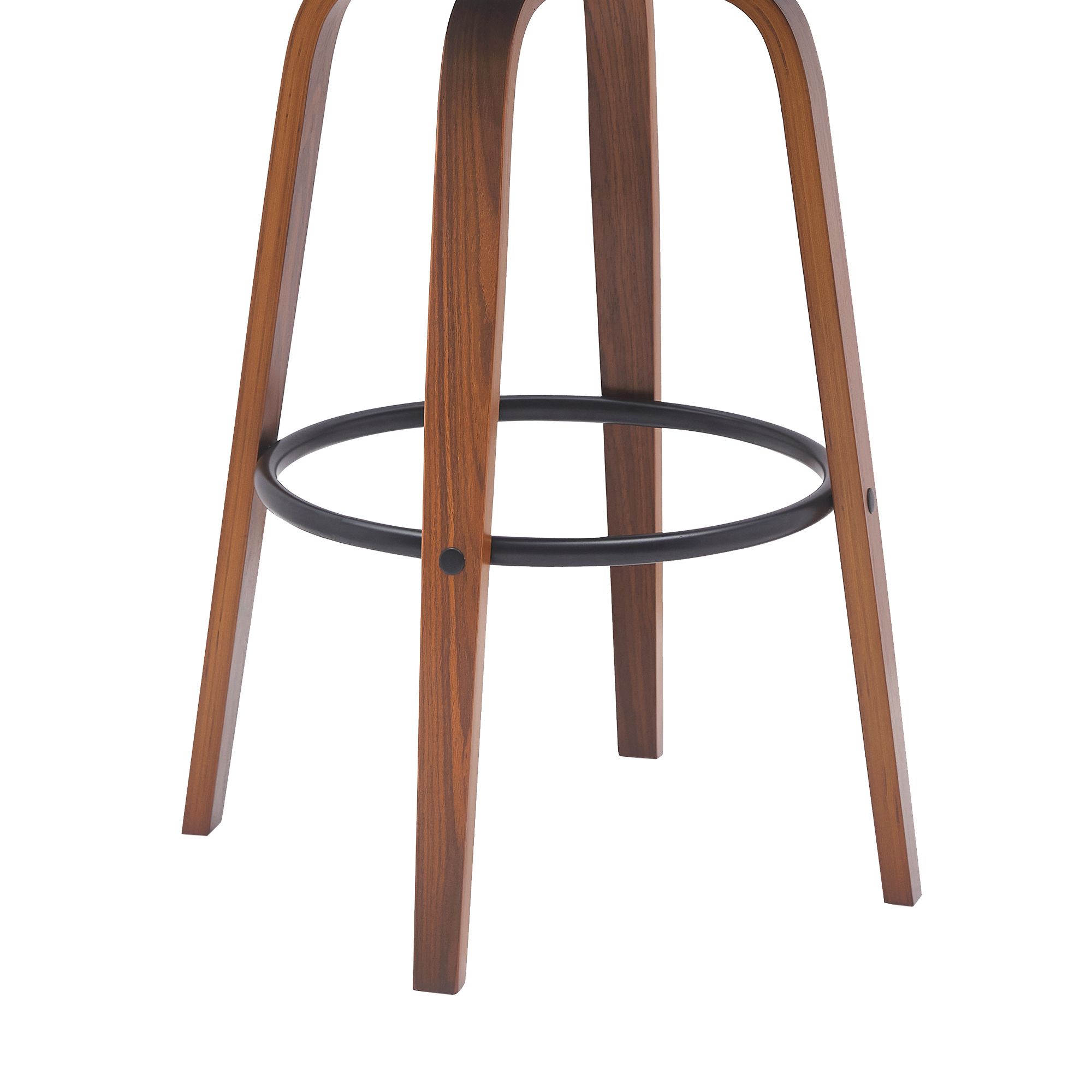 Willow 30 in. Barstool in Walnut Wood, Golden Bronze, Grey Faux Leather