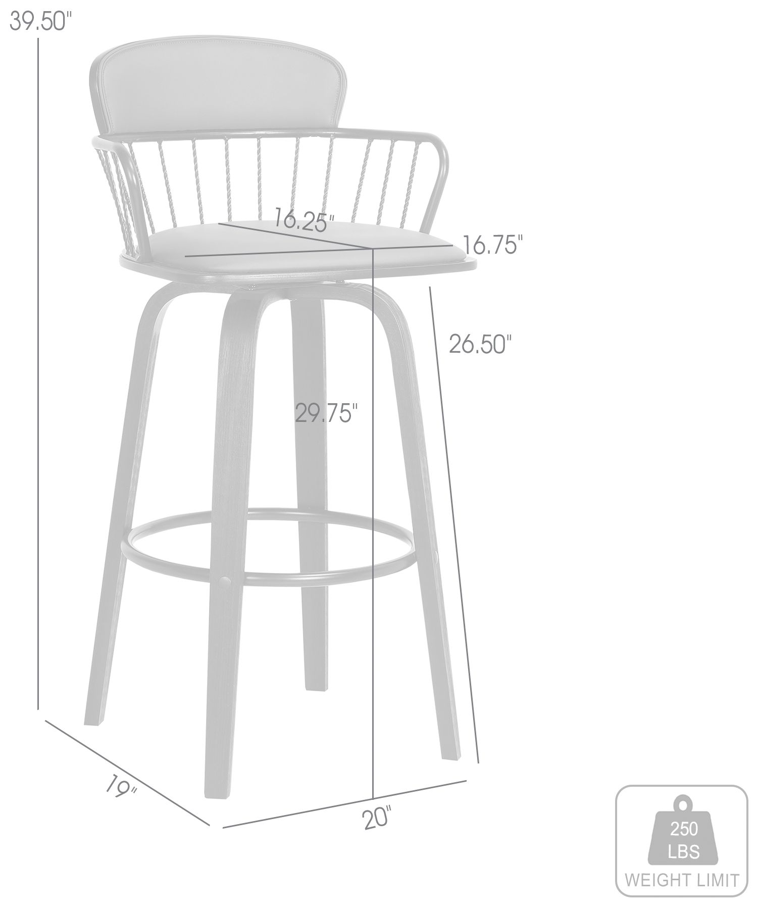 Willow 30 In. Swivel Bar Stool in Black Wood and Grey Faux Leather