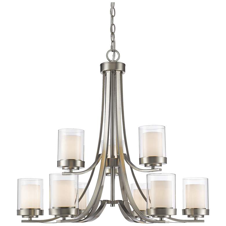 Image 1 Willow 31 1/4" Wide Brushed Nickel 9-Light 2-Tier Chandelier