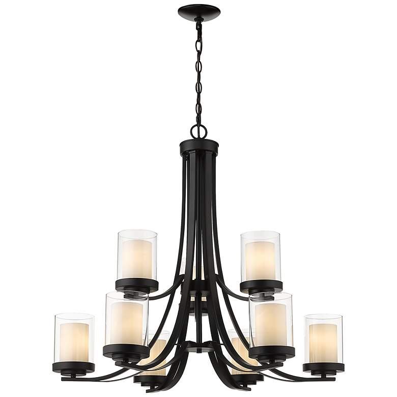 Image 3 Willow 31 1/4" Wide Matte Black 9-Light 2-Tier Chandelier