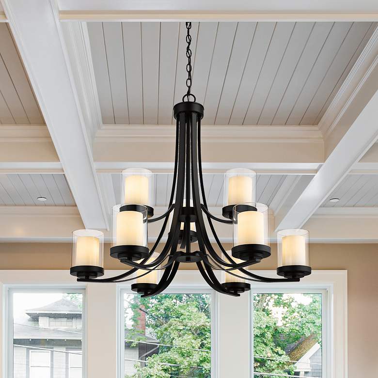 Image 2 Willow 31 1/4" Wide Matte Black 9-Light 2-Tier Chandelier