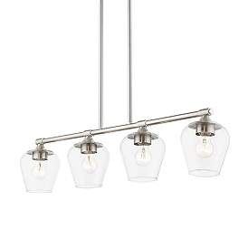 Image5 of Willow 35 1/2"W Brushed Nickel 4-Light Linear Chandelier more views