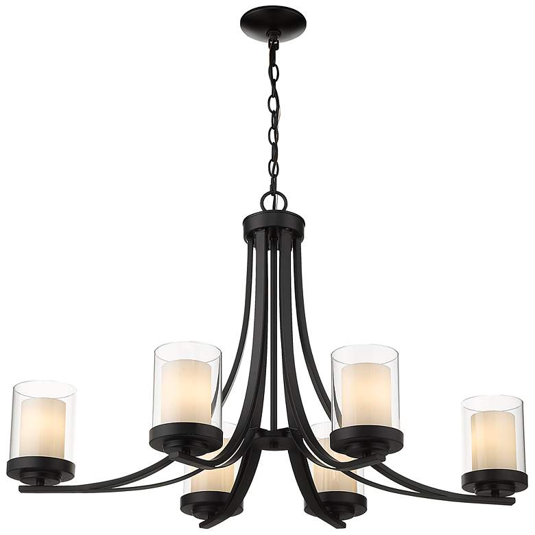 Image 6 Willow 35 1/4 inch Wide Matte Black 6-Light Chandelier more views