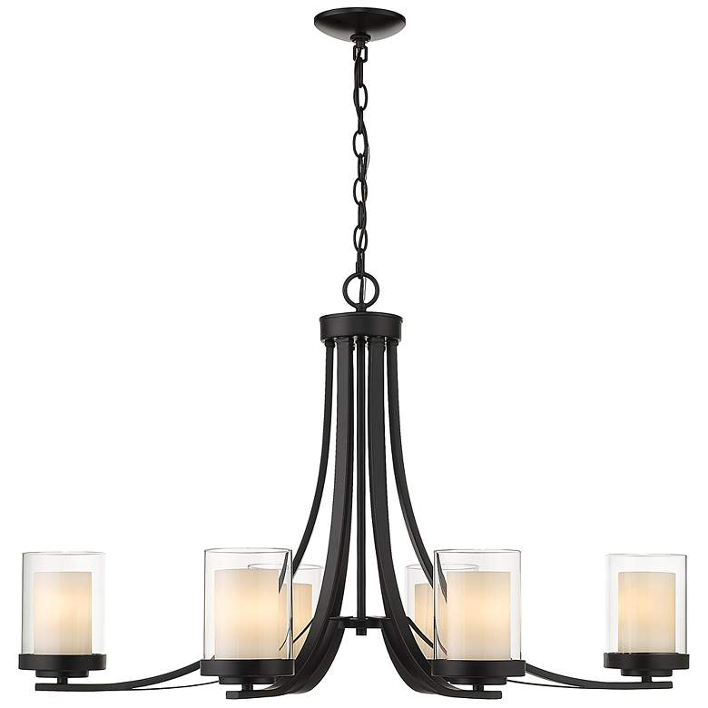 Image 7 Willow 35 1/4 inch Wide Matte Black 6-Light Chandelier more views