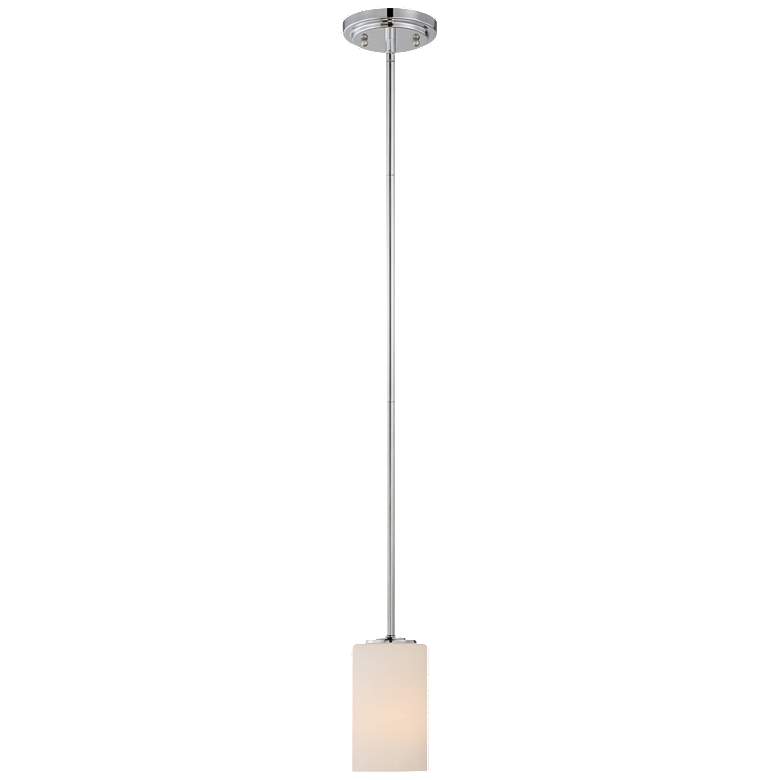 Image 1 Willow 4" Wide Polished Nickel Mini Pendant w/ White Glass