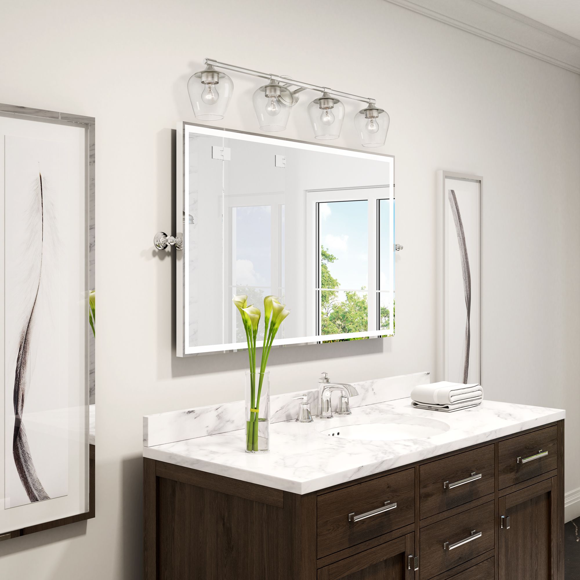 Willow 4 Light Brushed Nickel Vanity Sconce