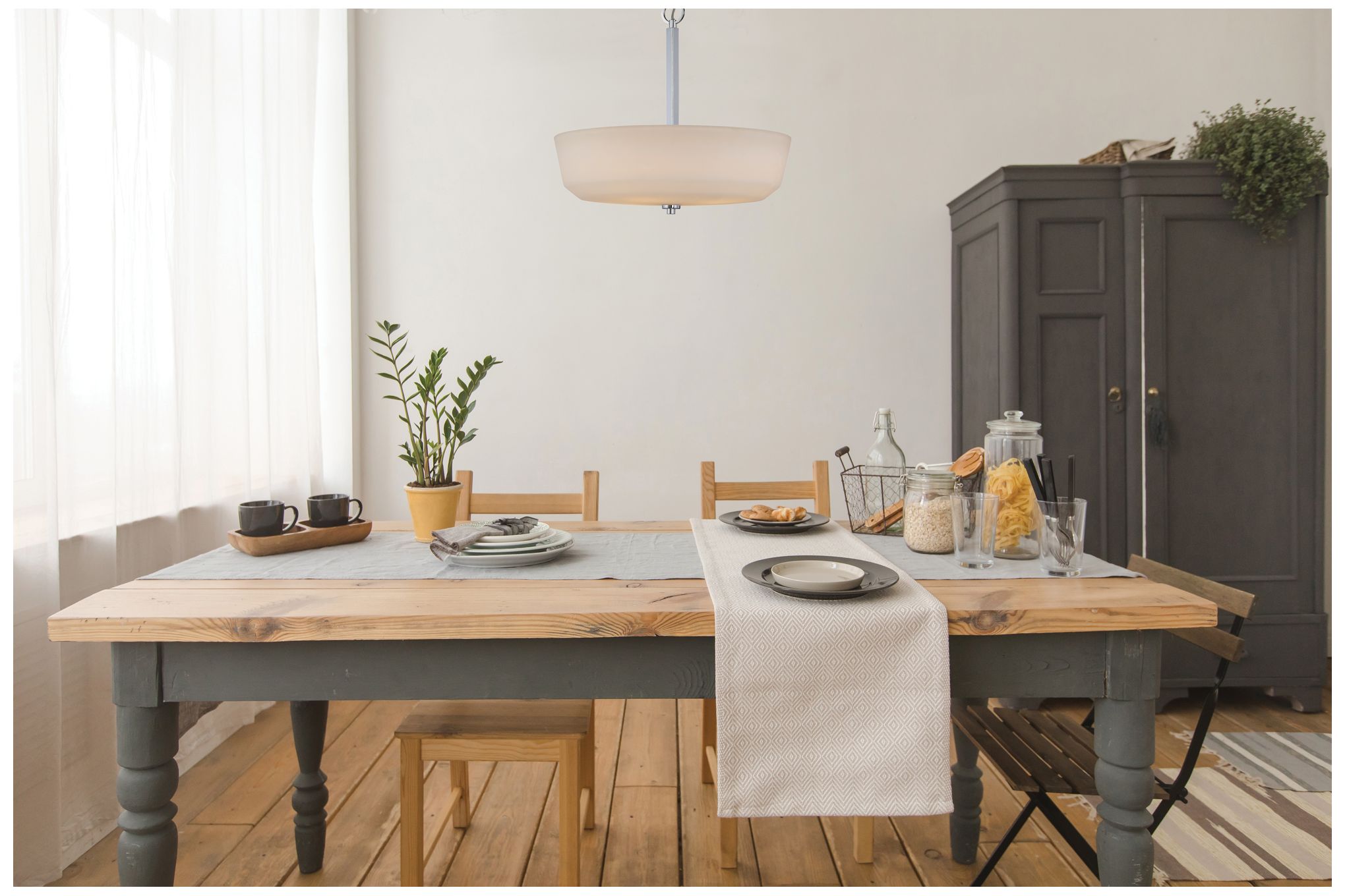 Image 2 Willow; 4 Light; Pendant with White Glass more views