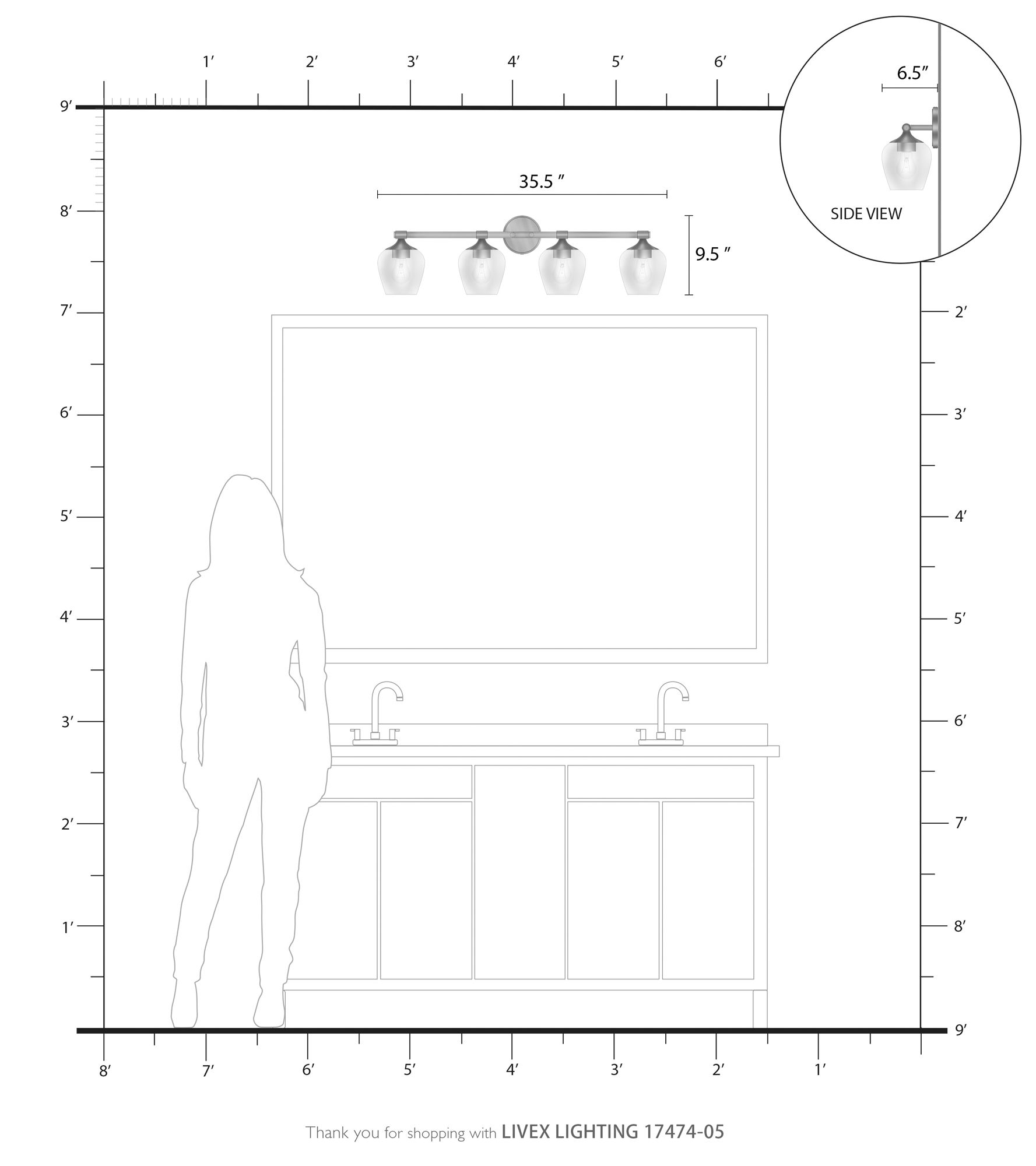 Willow 4 Light Polished Chrome Vanity Sconce