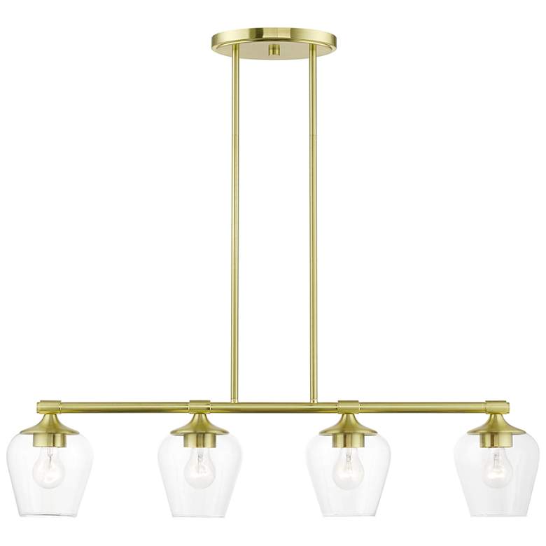 Image 1 Willow 4 Light Satin Brass Linear Chandelier