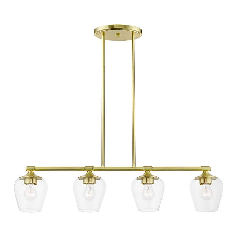 Image 4 Willow 4 Light Satin Brass Linear Chandelier more views