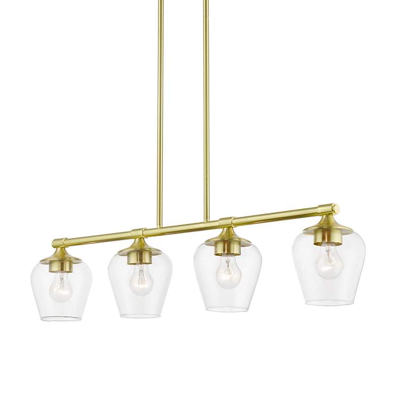 Image 5 Willow 4 Light Satin Brass Linear Chandelier more views