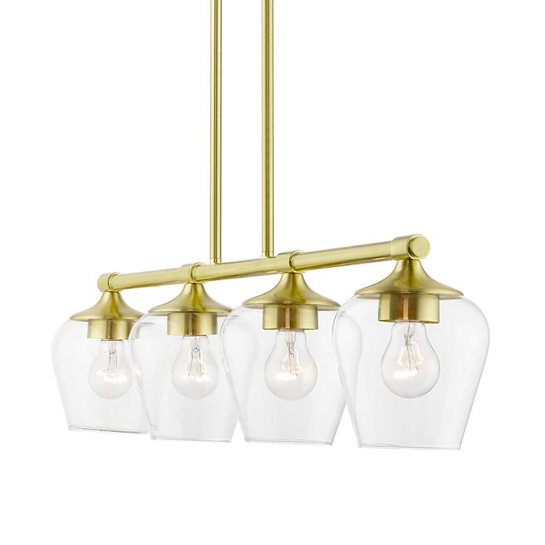 Image 6 Willow 4 Light Satin Brass Linear Chandelier more views