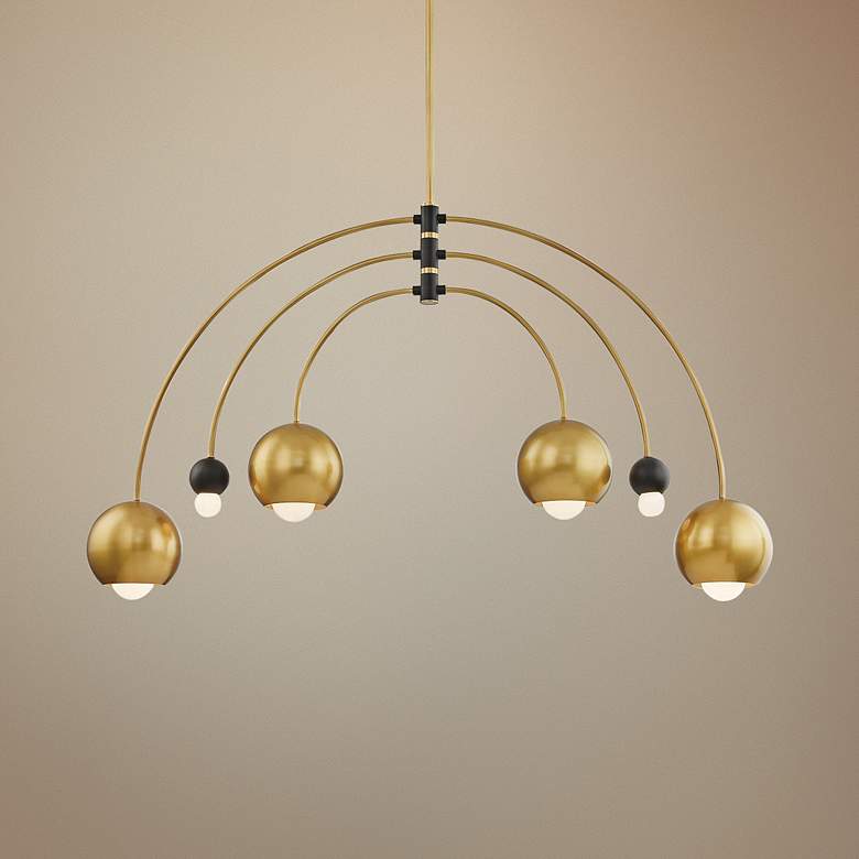 Image 1 Willow 48 3/4" Wide Aged Brass Kitchen Island Light Pendant