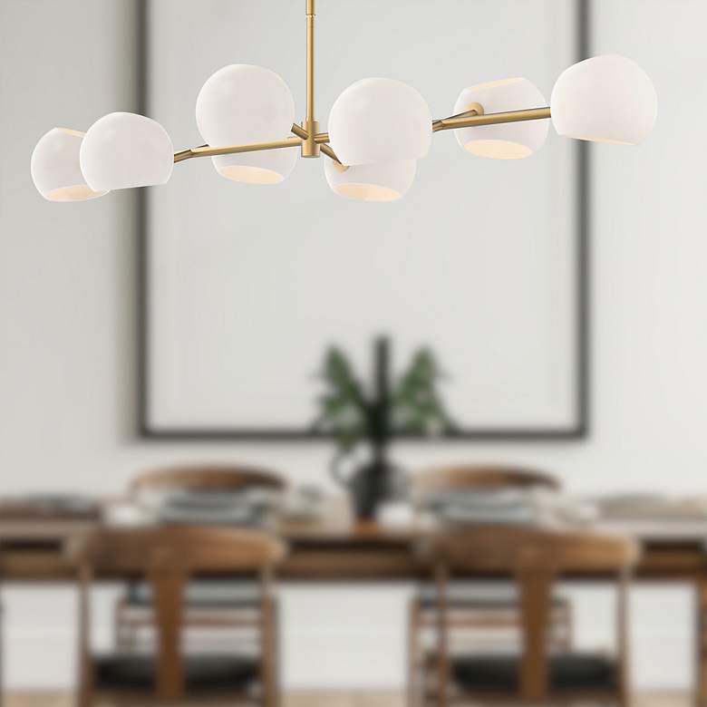 Image 2 Willow 48"W Brushed Gold Linear Pendant Light w/ Opal Glass more views