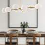 2_Willow 48"W Brushed Gold Linear Pendant Light w/ Opal Glass more views