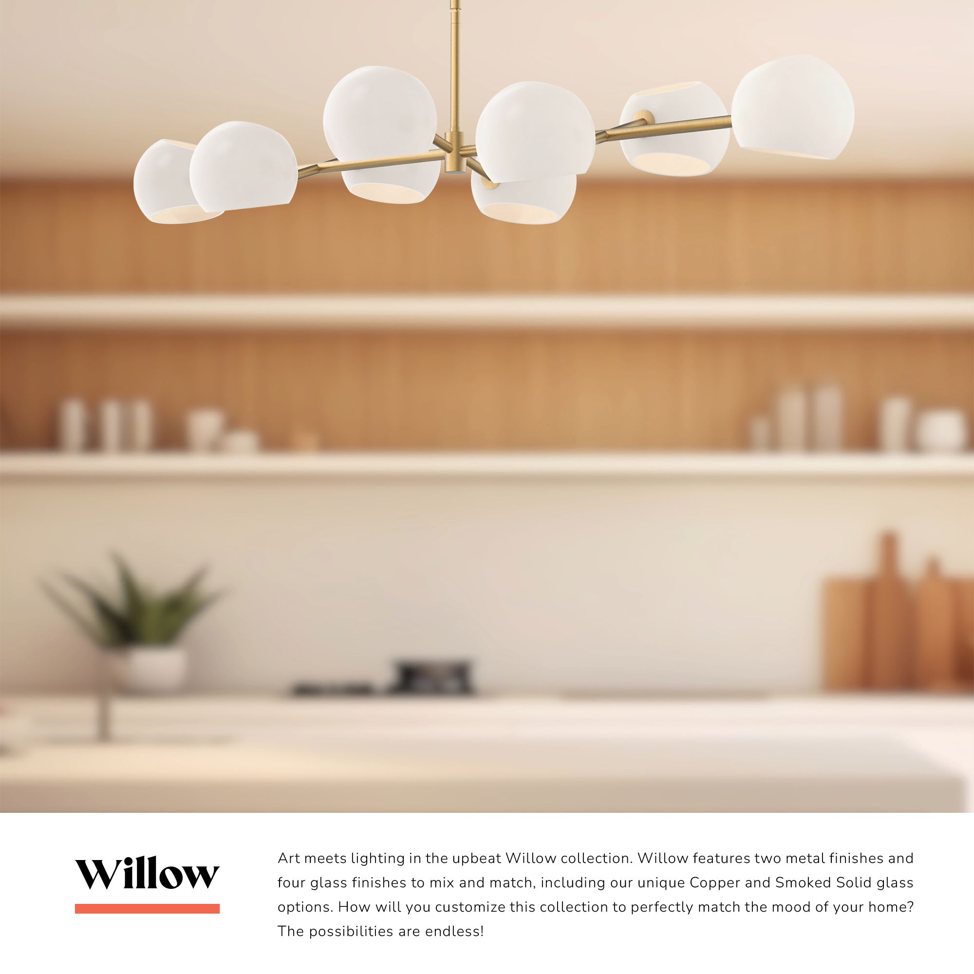 Image 3 Willow 48"W Brushed Gold Linear Pendant Light w/ Opal Glass more views