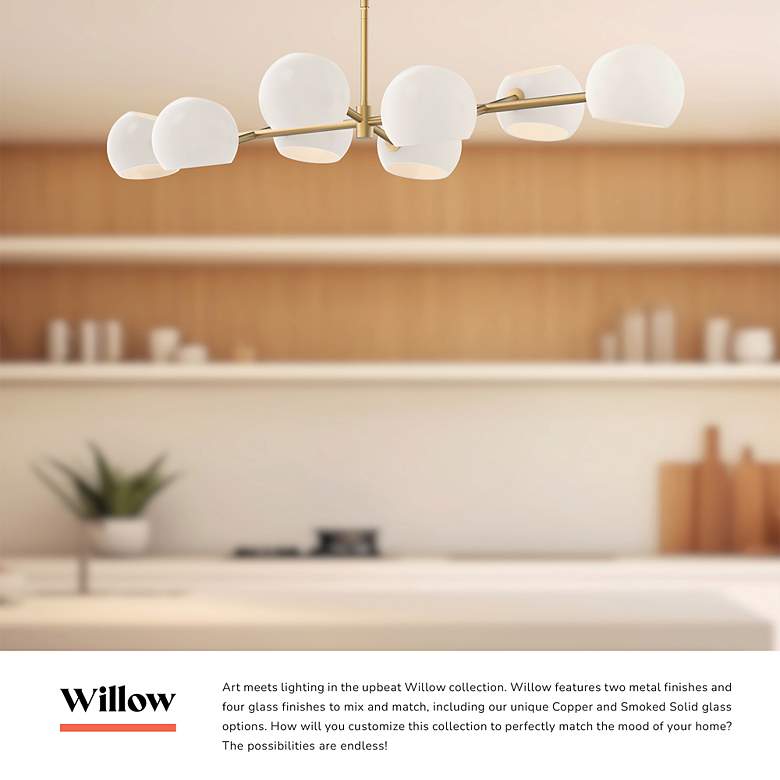 Image 3 Willow 48"W Brushed Gold Linear Pendant Light w/ Opal Glass more views