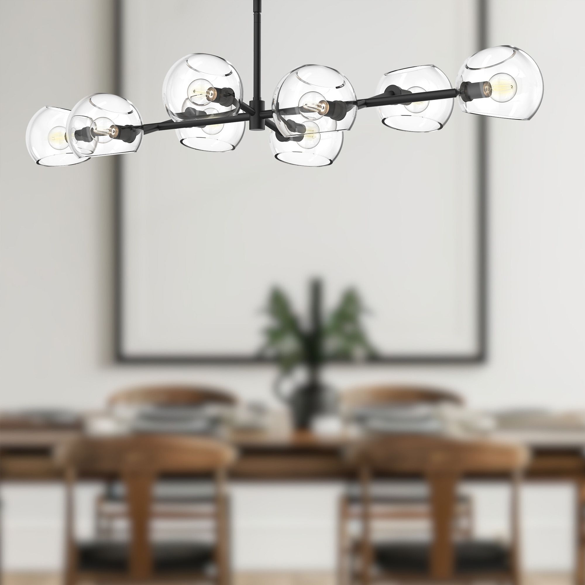 Image 2 Willow 48"W Matte Black Linear Pendant Light w/ Clear Glass more views