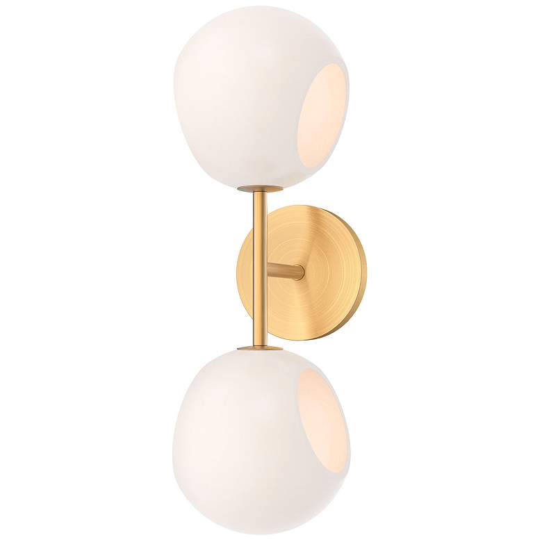 Image 2 Willow 5" High Brushed Gold 2-Light Wall Sconce more views
