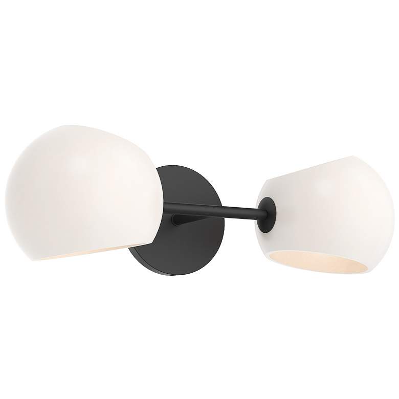 Image 1 Willow 5" High Matte Black 2-Light Wall Sconce w/ Opal Glass