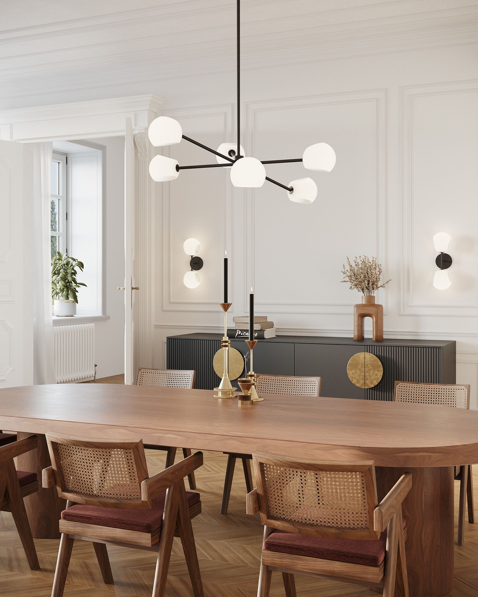 Image 2 Willow 5" High Matte Black 2-Light Wall Sconce w/ Opal Glass more views