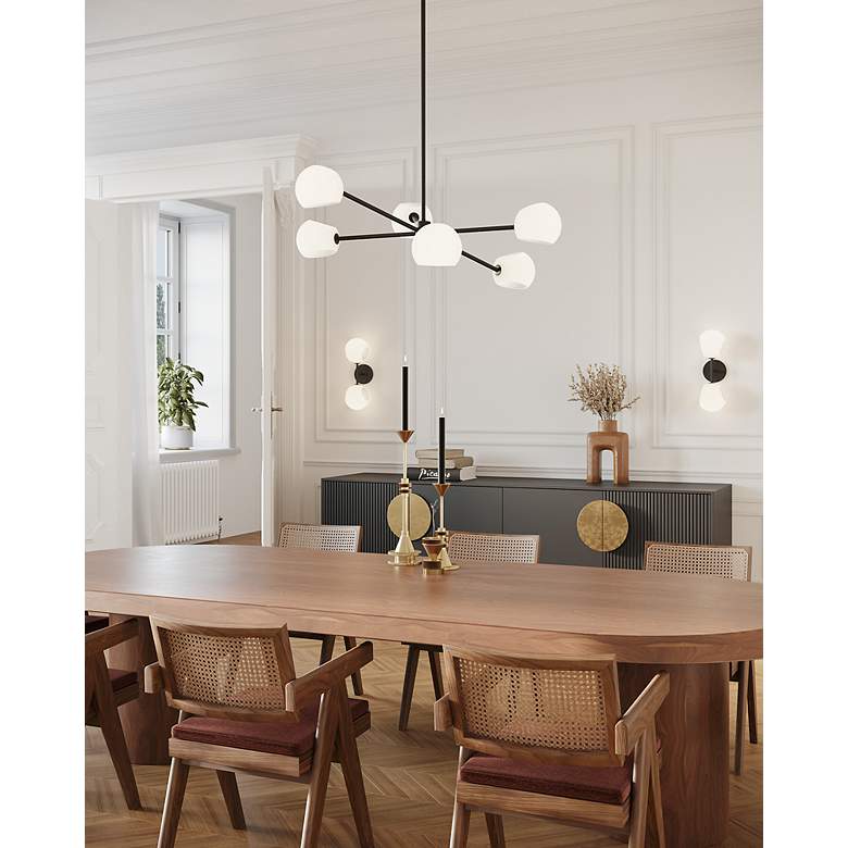 Image 2 Willow 5" High Matte Black 2-Light Wall Sconce w/ Opal Glass more views