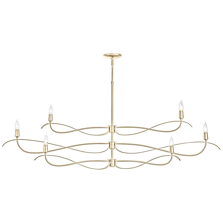 Image 1 Willow 59 1/2" Wide Modern Brass 6-Light Chandelier