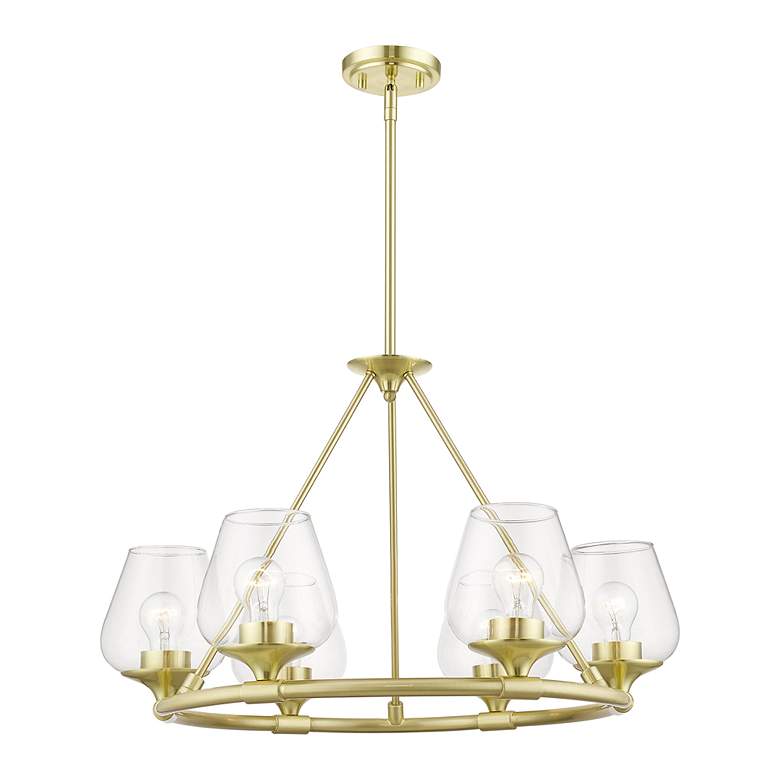 Image 4 Willow 6 Light Satin Brass Chandelier more views