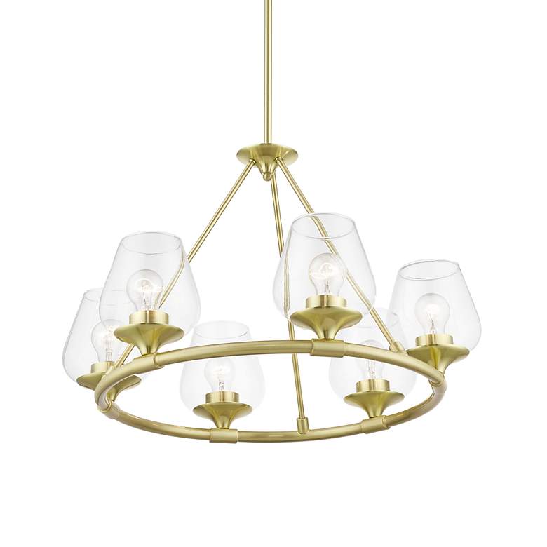 Image 7 Willow 6 Light Satin Brass Chandelier more views