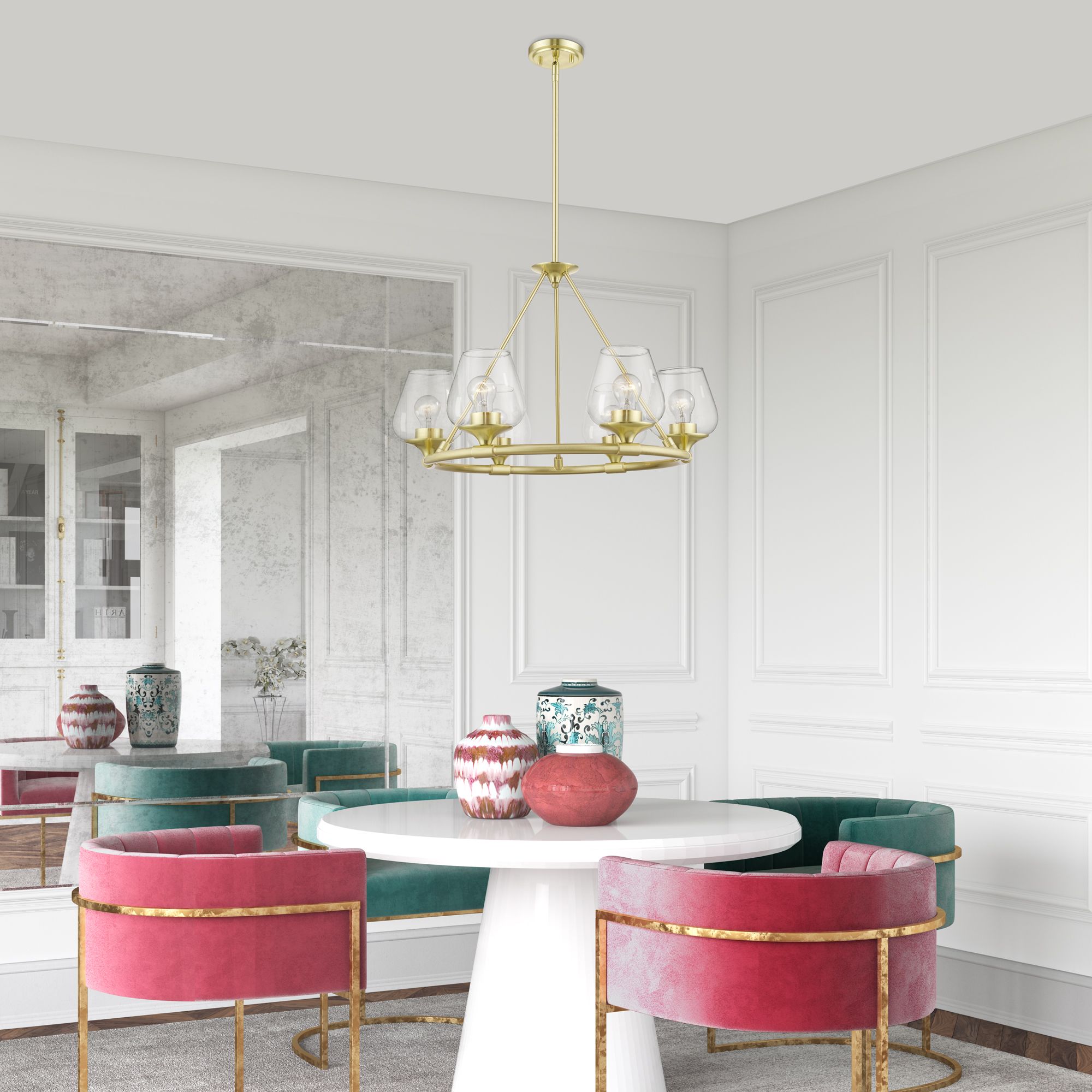 Willow 6 Light Satin Brass Chandelier