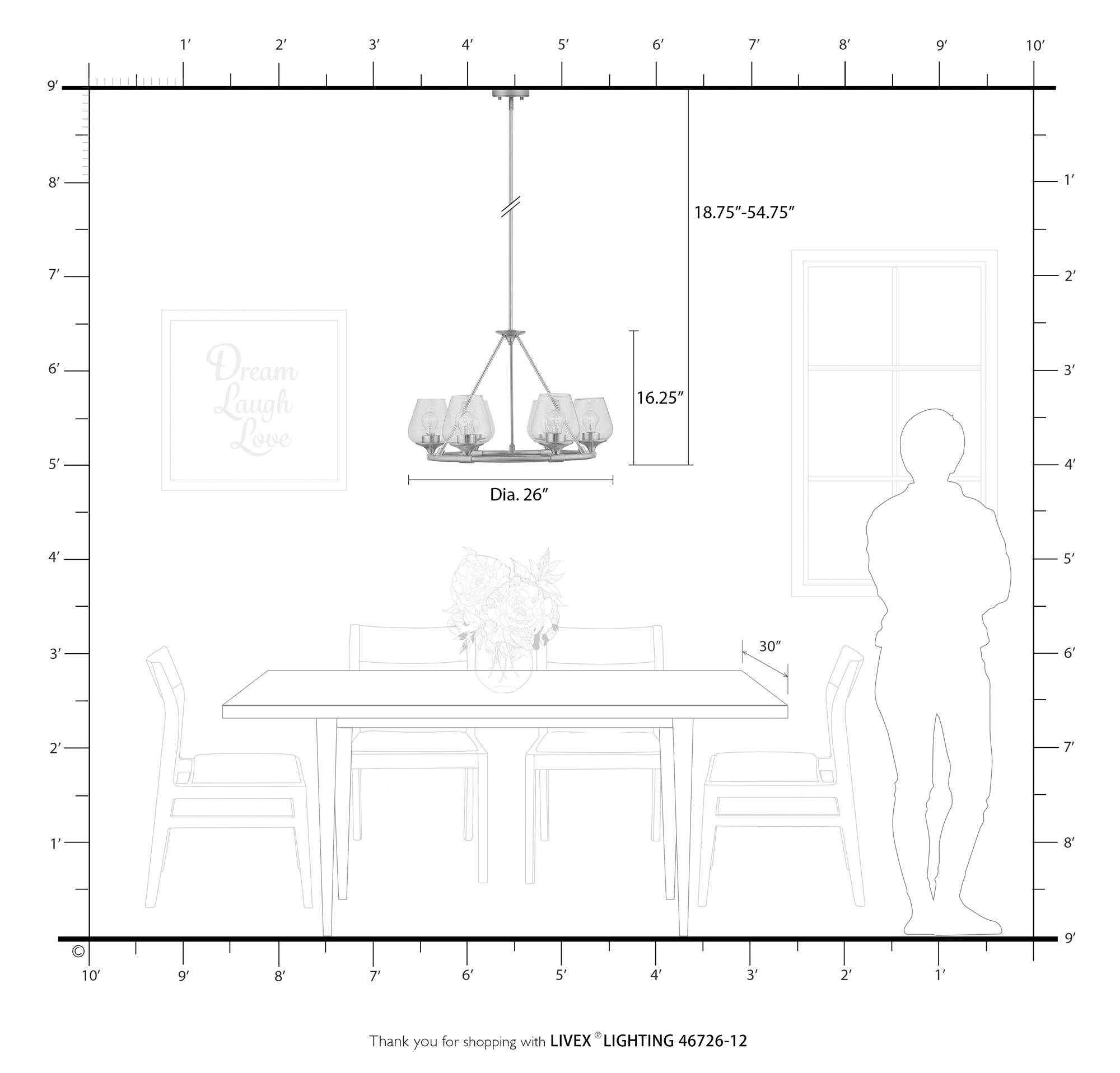 Willow 6 Light Satin Brass Chandelier