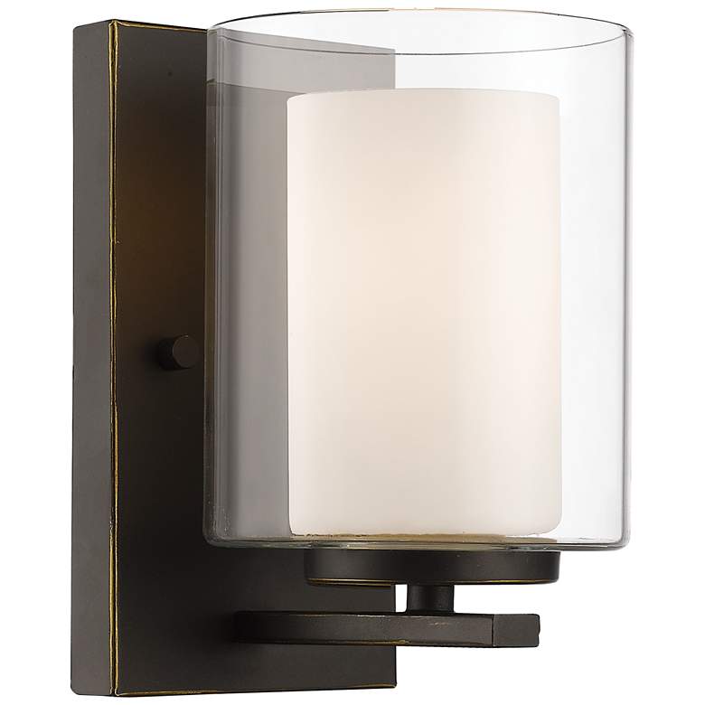 Image 1 Willow 8" High Olde Bronze Double Glass Wall Sconce