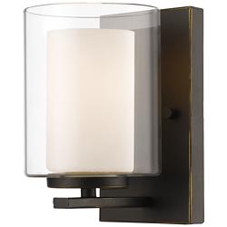 Willow 8" High Olde Bronze Double Glass Wall Sconce