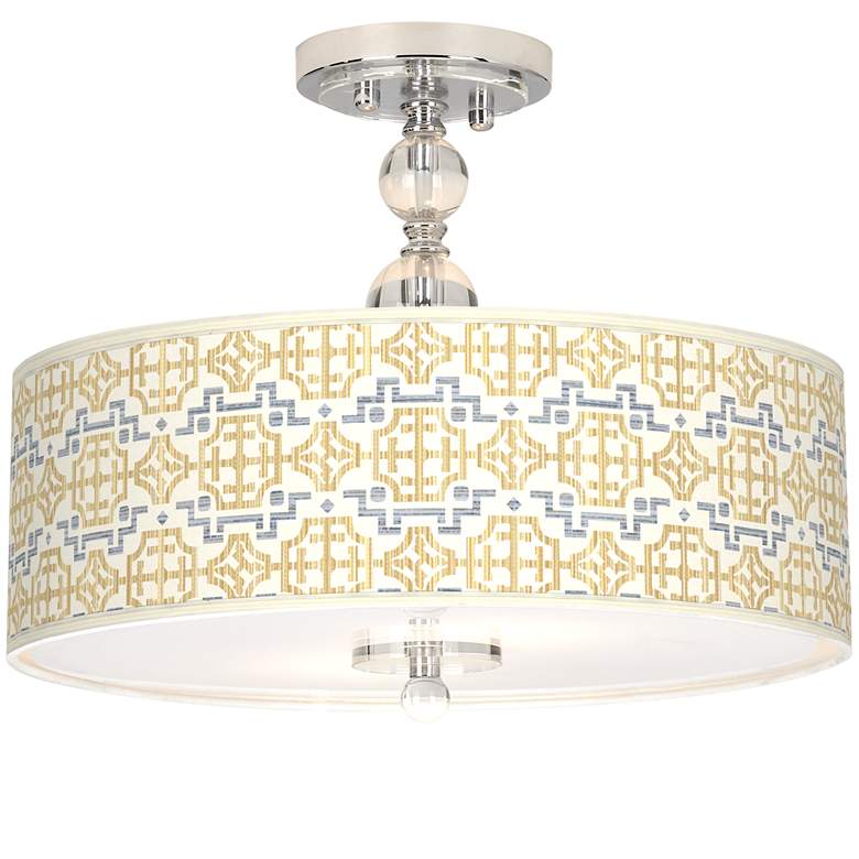 Image 1 Willow Chinoiserie Giclee 16 inch Wide Semi-Flush Ceiling Light
