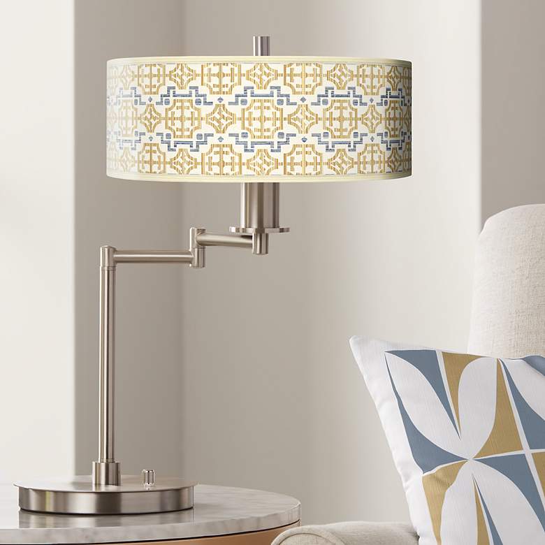 Image 1 Willow Chinoiserie Giclee CFL Swing Arm Desk Lamp
