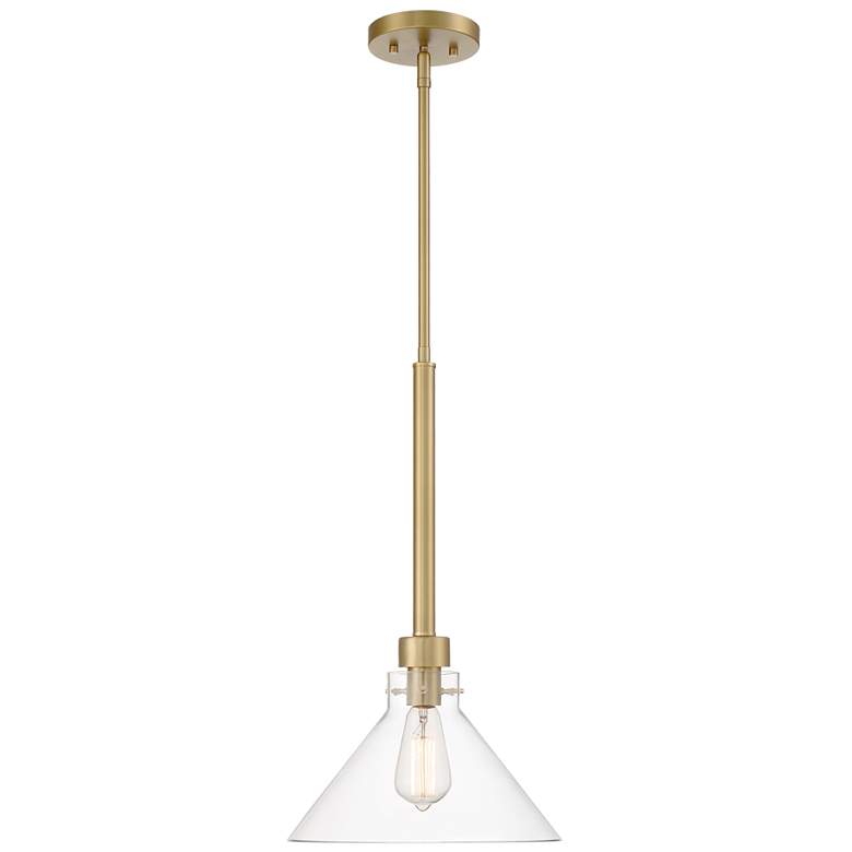 Image 1 Willow Creek 12 in. 1-Light Brushed Gold Contemporary Pendant Light