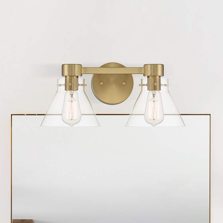 Image 1 Willow Creek 16.5 in. 2-Light Brushed Gold Contemporary Vanity Light