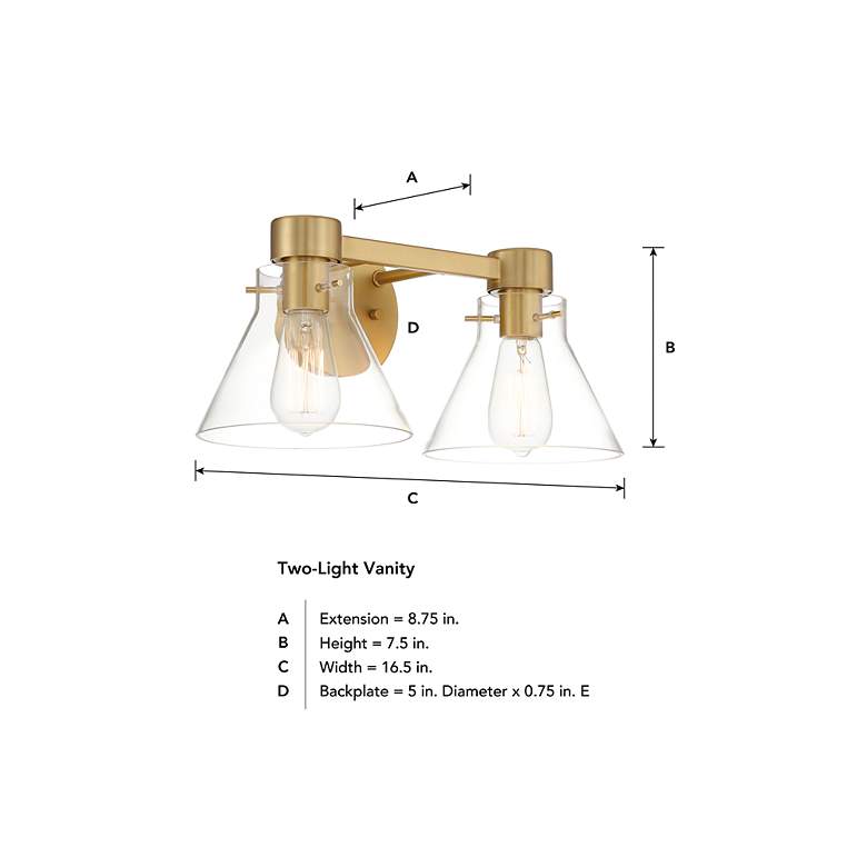 Image 7 Willow Creek 16.5 in. 2-Light Brushed Gold Contemporary Vanity Light more views