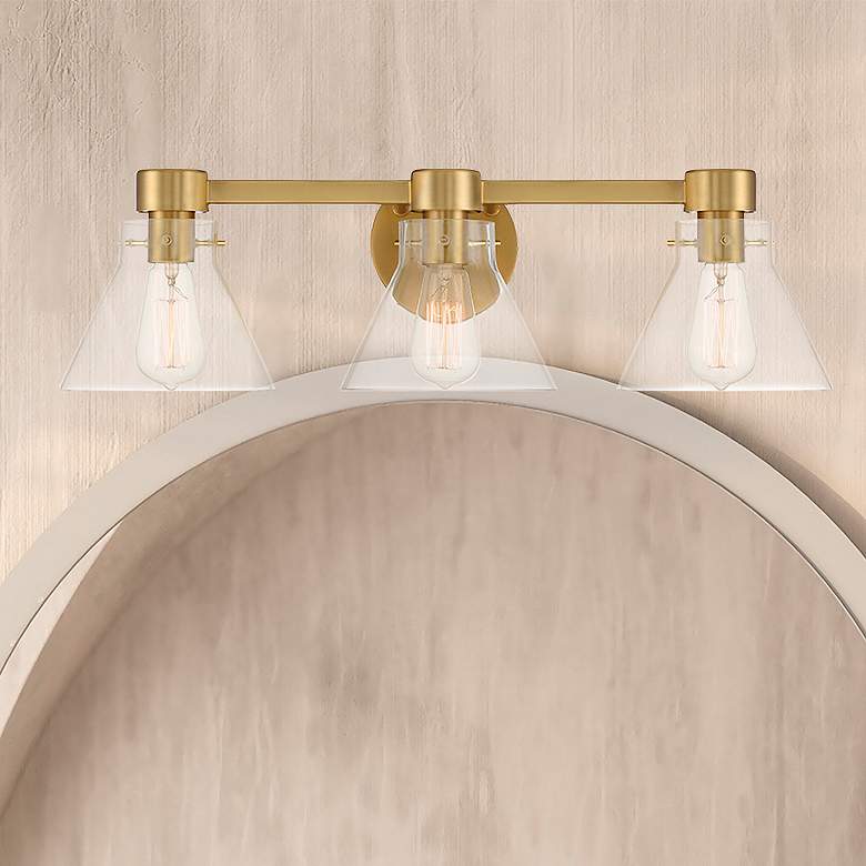 Image 1 Willow Creek 25" Wide Brushed Gold 3-Light Bath Light