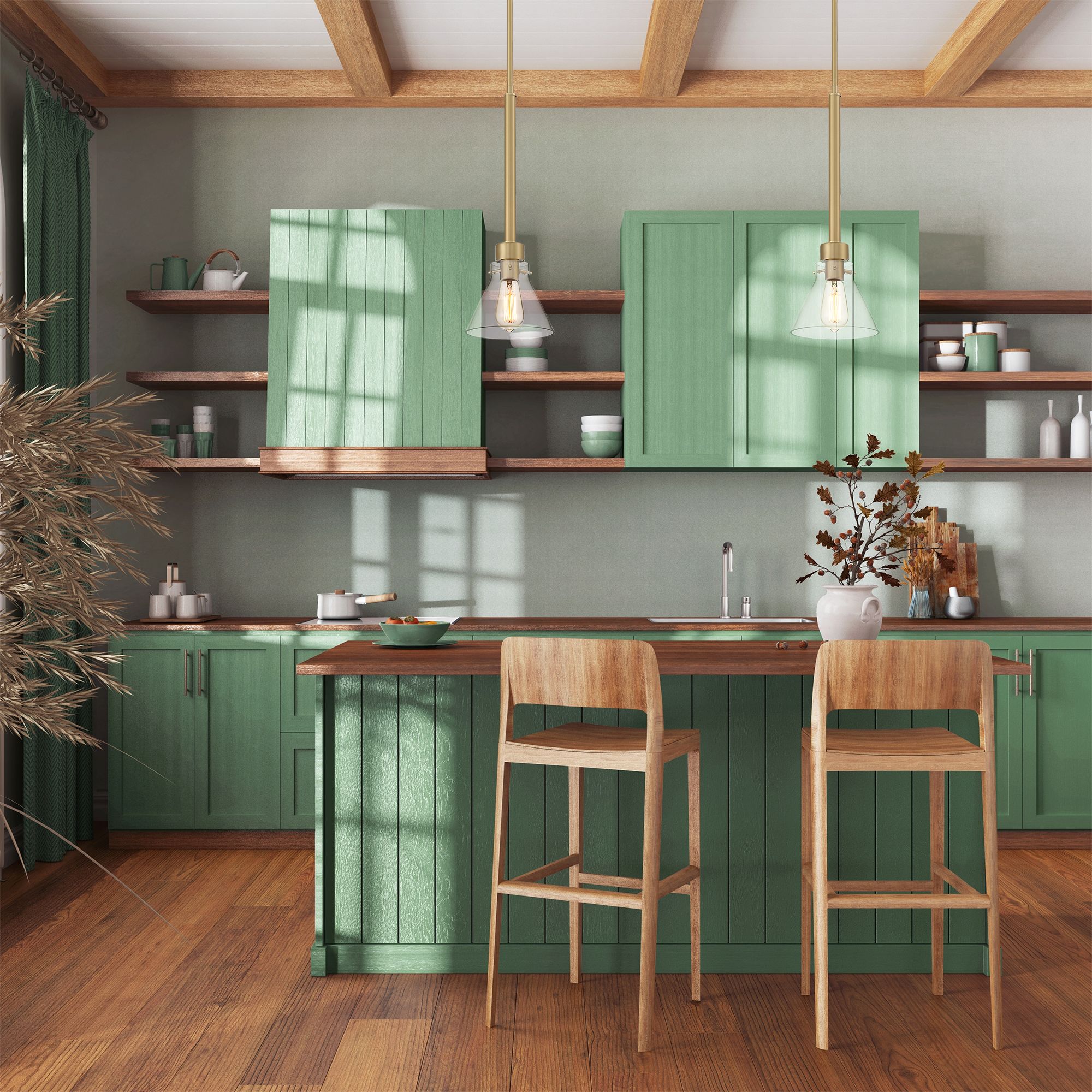 Image 4 Willow Creek 7 in. 1-Light Brushed Gold Contemporary Pendant Light more views