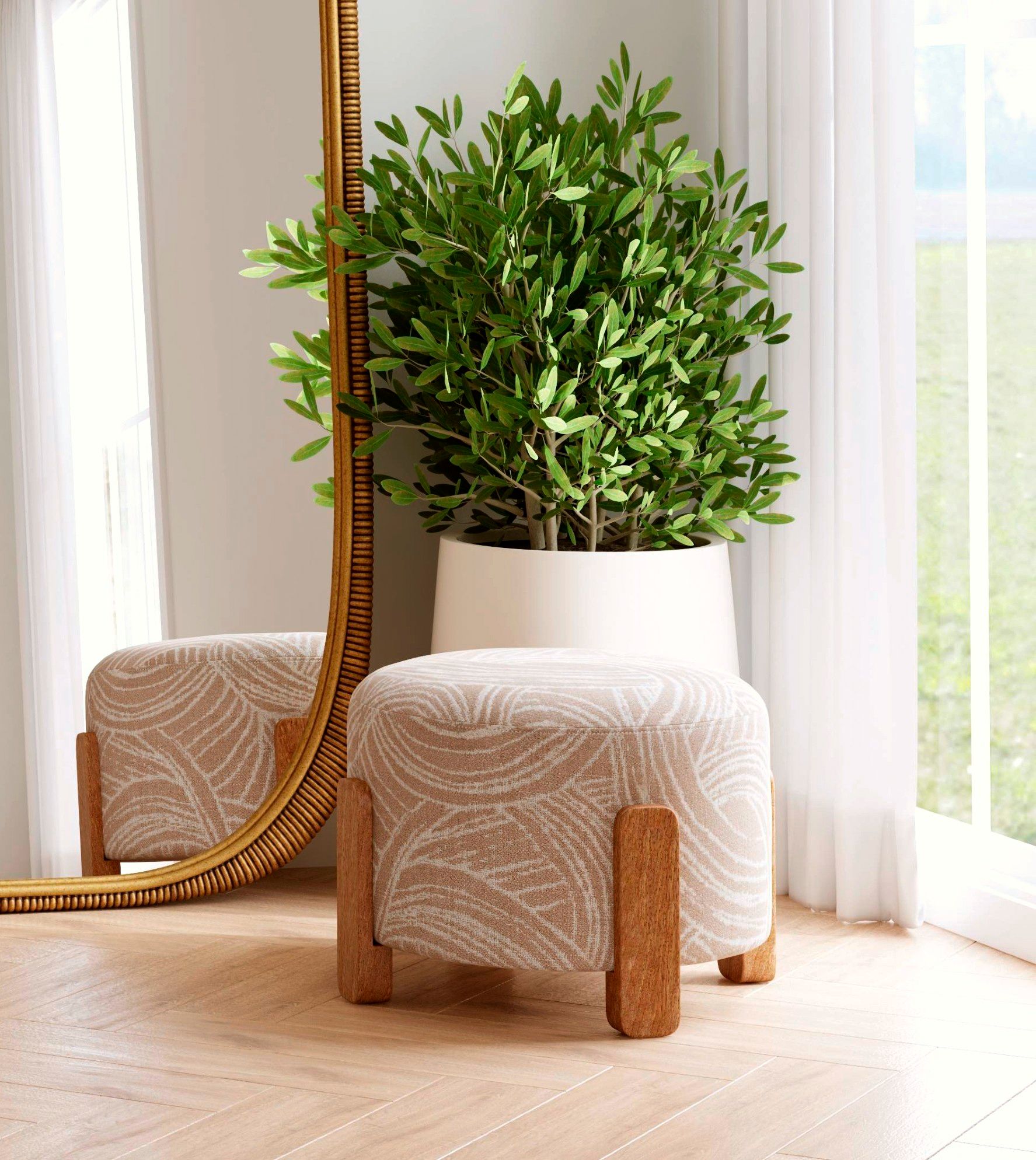 Image 4 Willow Khaki Swirl Accent Ottoman more views