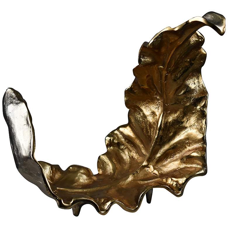 Image 1 Willow Larger Leaf I Gold and Silver 20 inchW Metal Sculpture